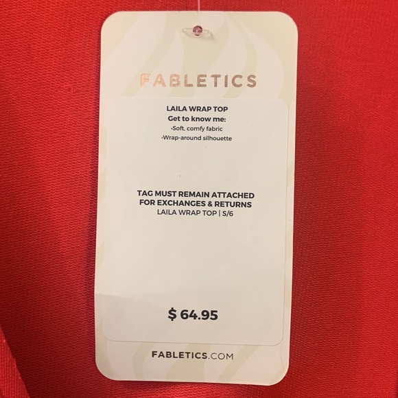 Fabletics, red short sleeve wrap top. - Picture 3 of 3
